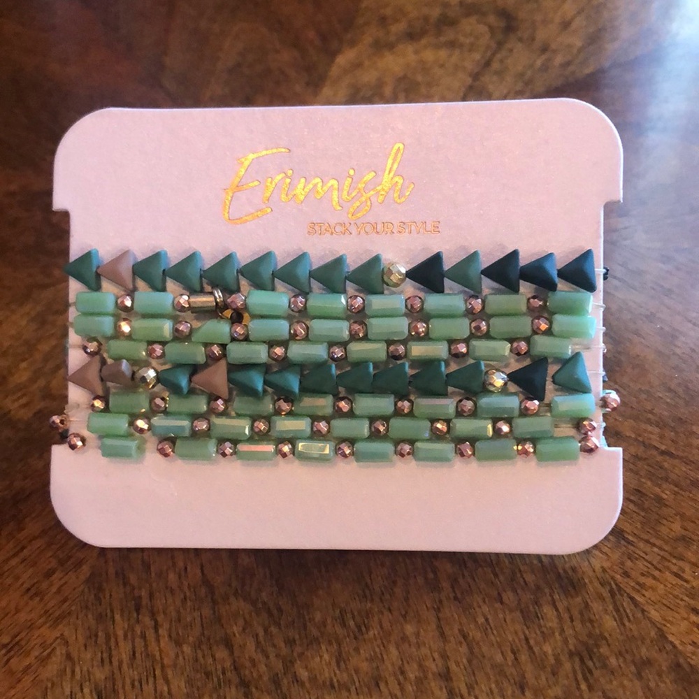 Erimish Green Stackable Bracelet Set of 8 NWT